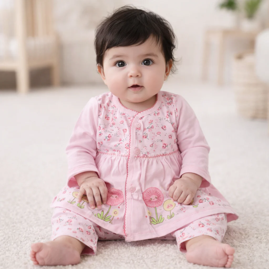 Baby Cotton Sleepsuit Set Rose Pink - Sunshine - Image 2