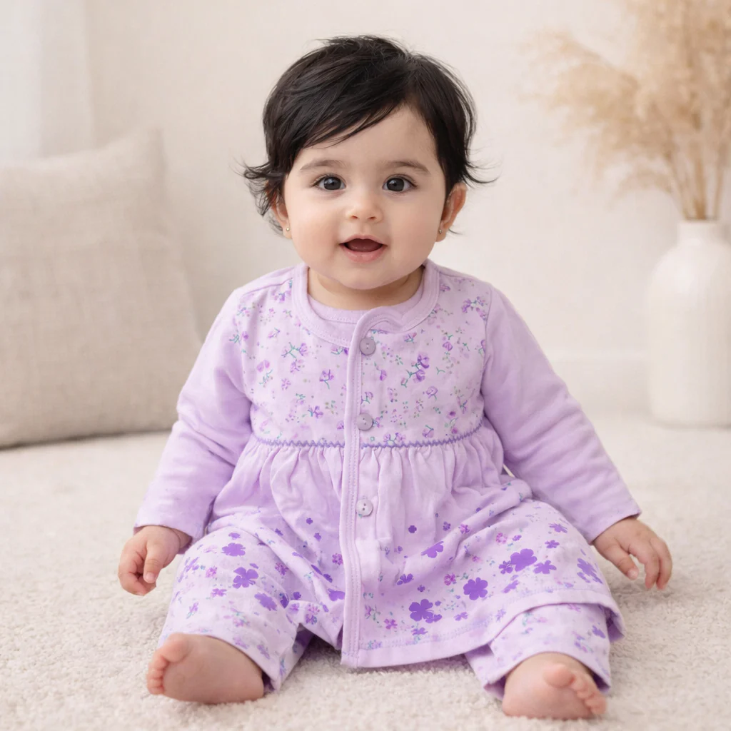 Baby Cotton Sleepsuit Set Rose Purple - Sunshine - Image 2