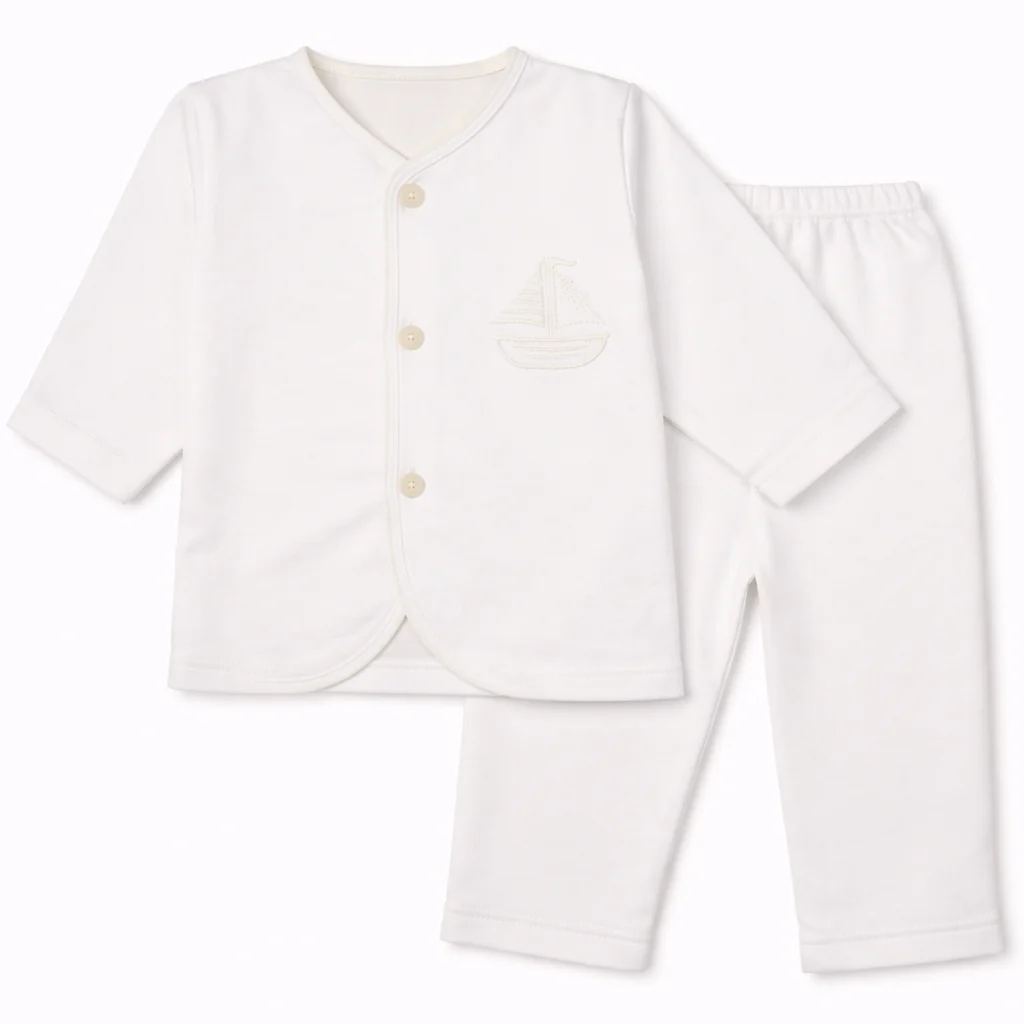 Baby Cotton Sleepsuit Set Ship White - Sunshine