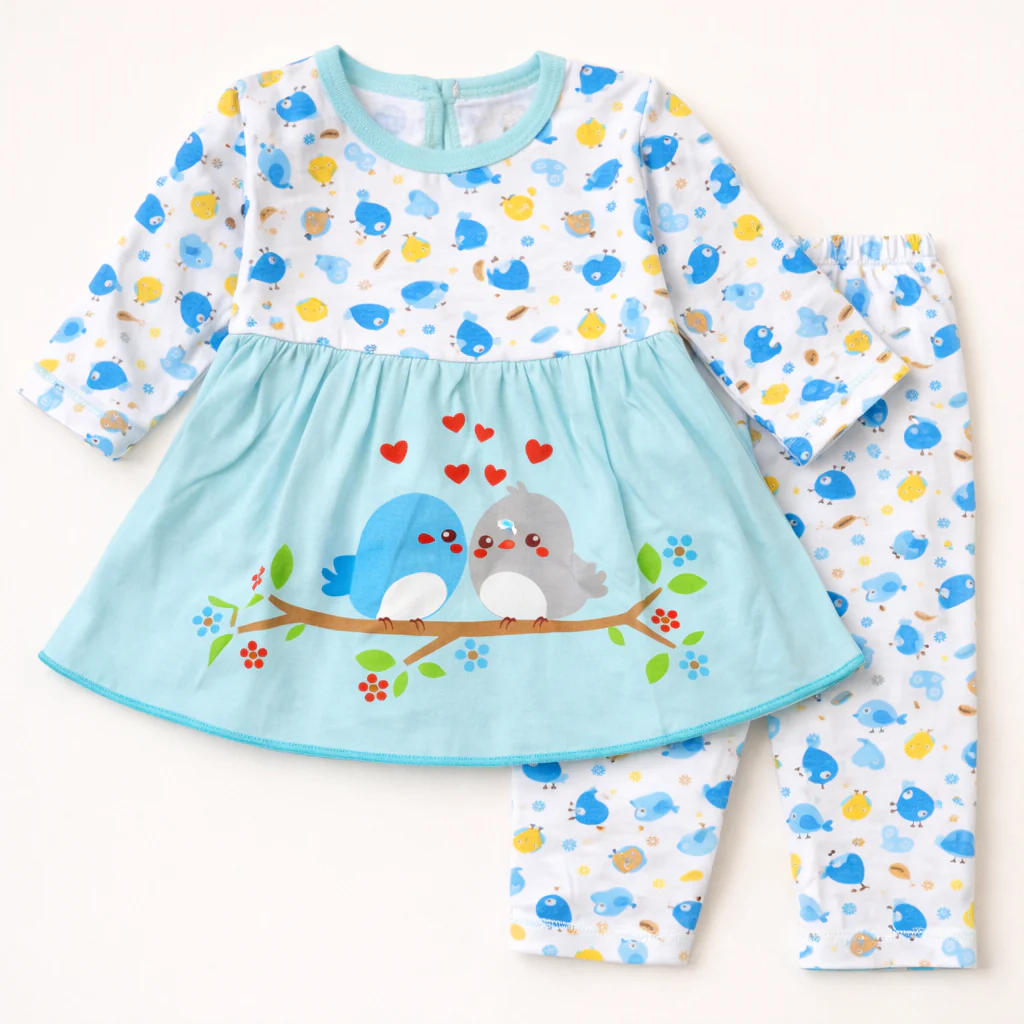 Baby Cotton Sleepsuit Set Sparrow Blue - Sunshine