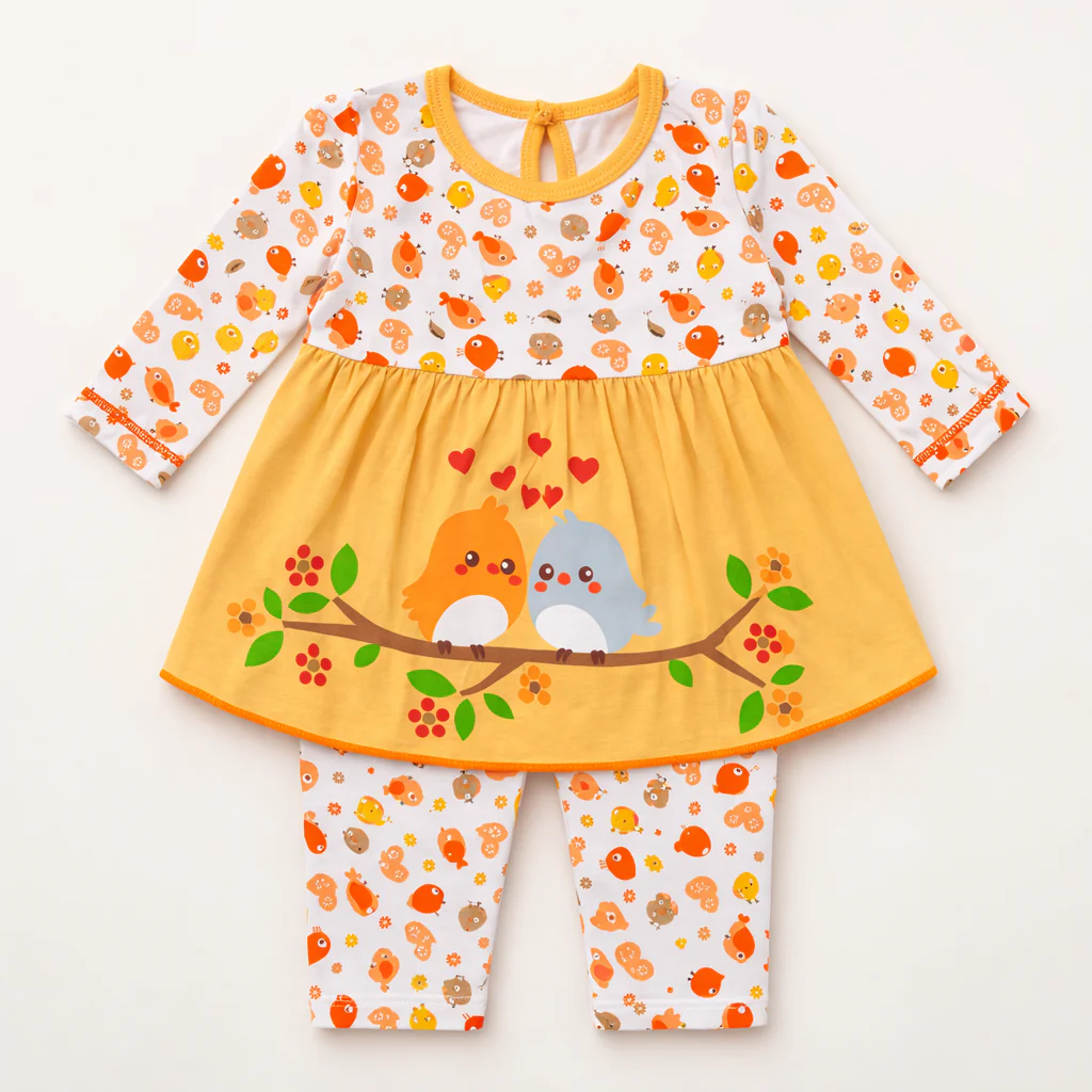 Baby Cotton Sleepsuit Set Sparrow Orange] - Sunshine