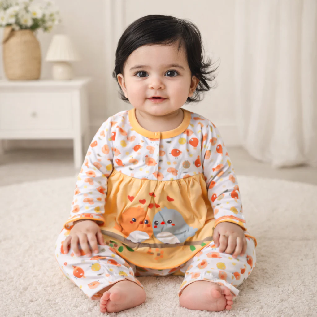 Baby Cotton Sleepsuit Set Sparrow Orange] - Sunshine - Image 2