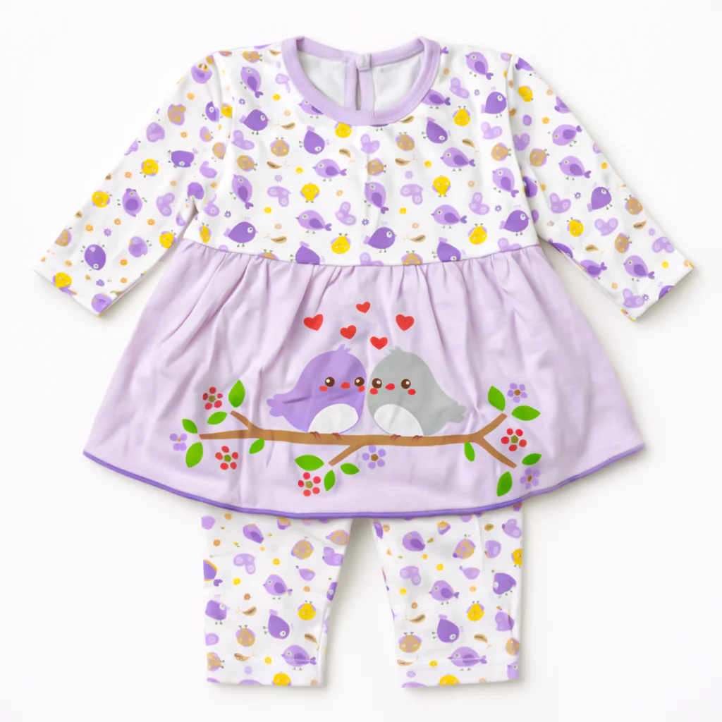 Baby Cotton Sleepsuit Set Sparrow Purple - Sunshine