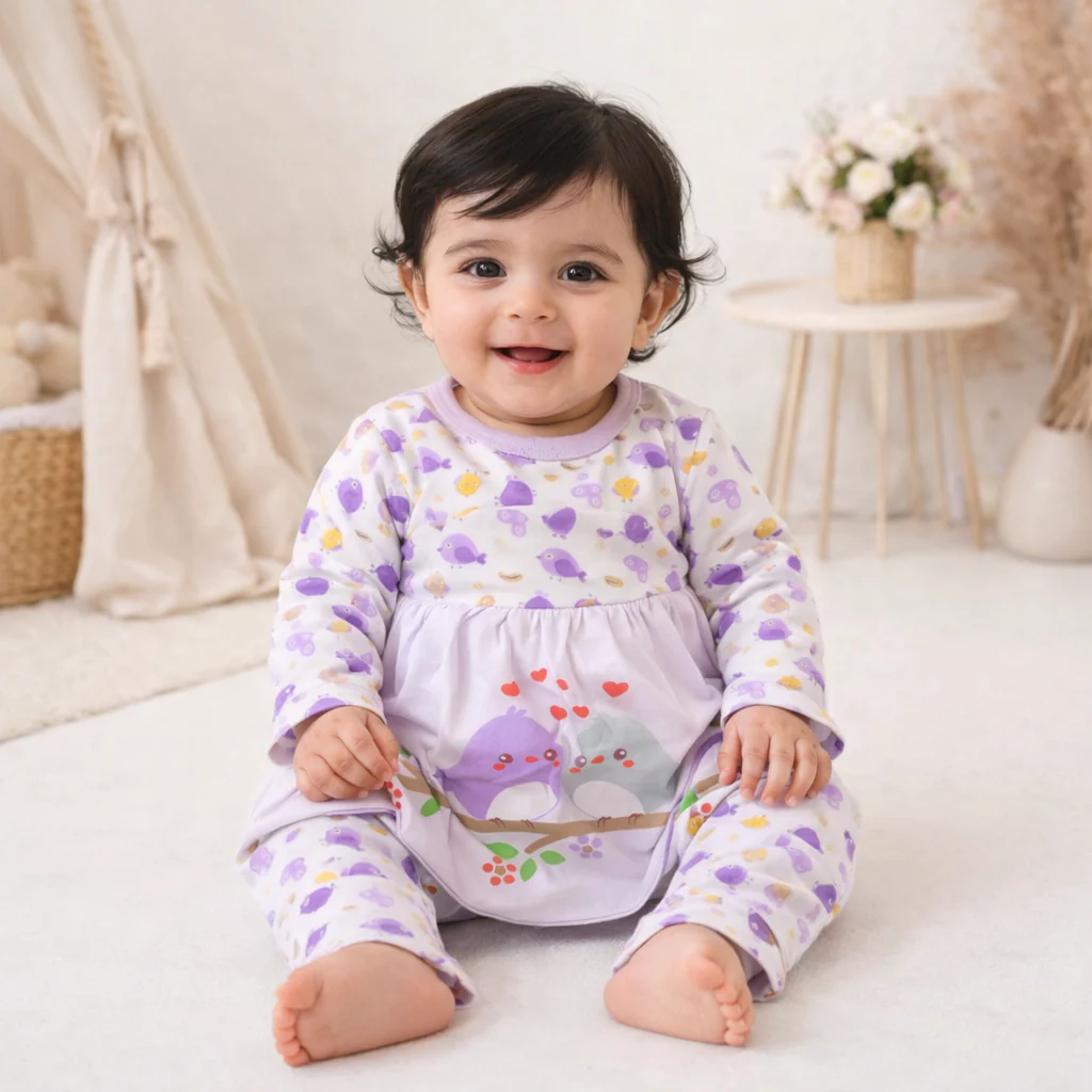 Baby Cotton Sleepsuit Set Sparrow Purple - Sunshine - Image 2