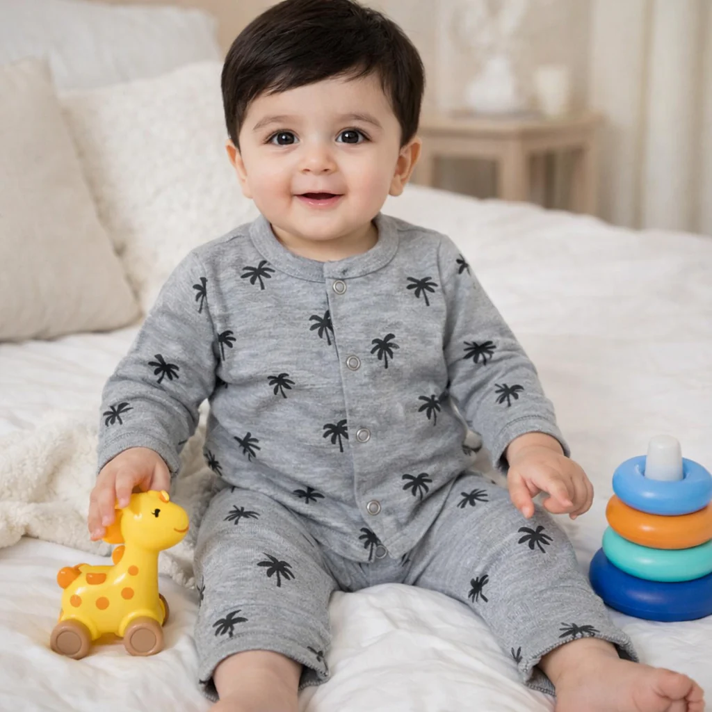 Baby Cotton Sleepsuit Set Tree Grey - Sunshine - Image 2