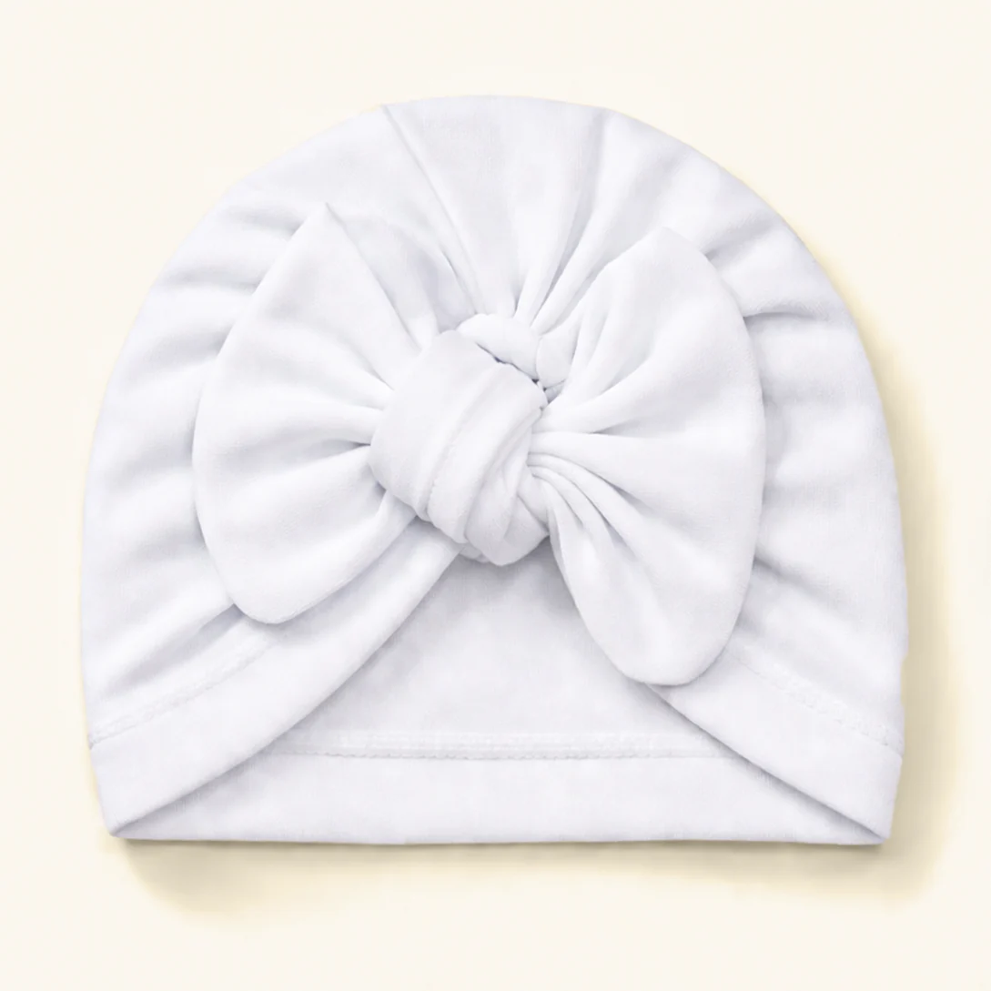Baby Cotton Turban Cap Bow White - Sunshine