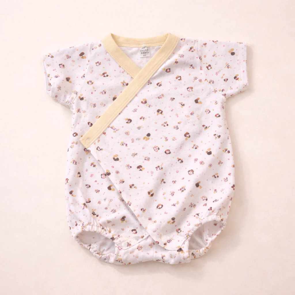 Baby Cotton Wrap Bodysuit Basketball Beige - Sunshine