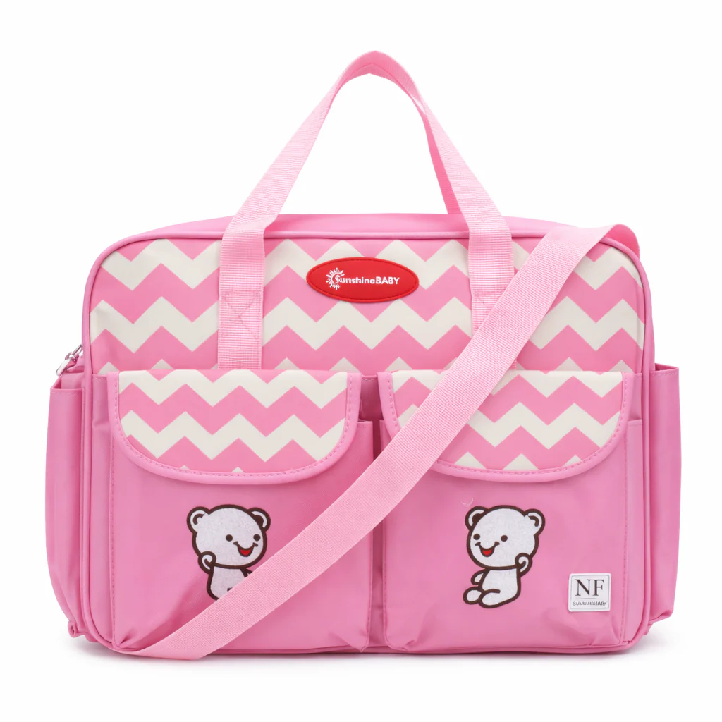 Baby Diaper Bag Bear Pink - Sunshine