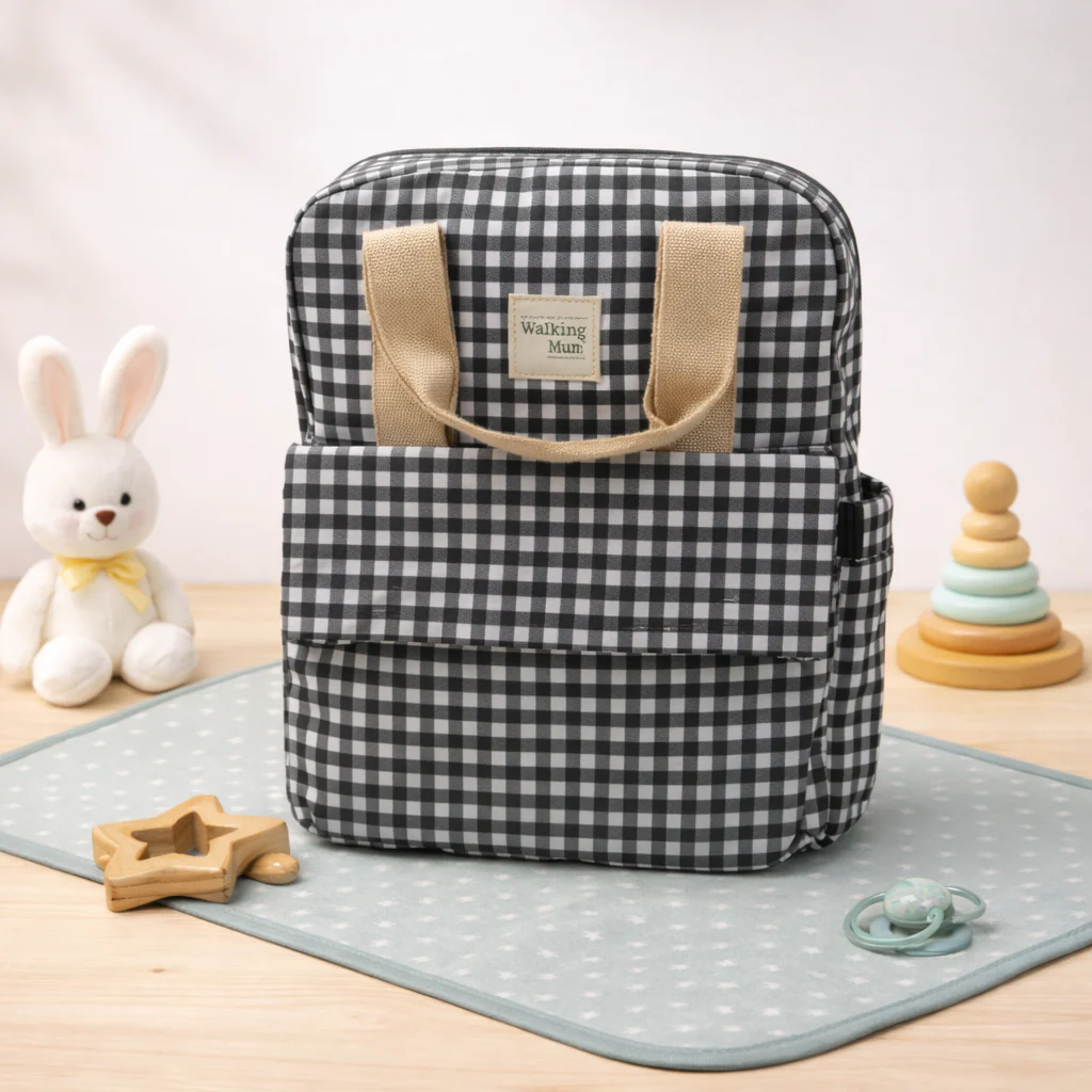 Baby Diaper Bag Check Black - Momease - Image 7