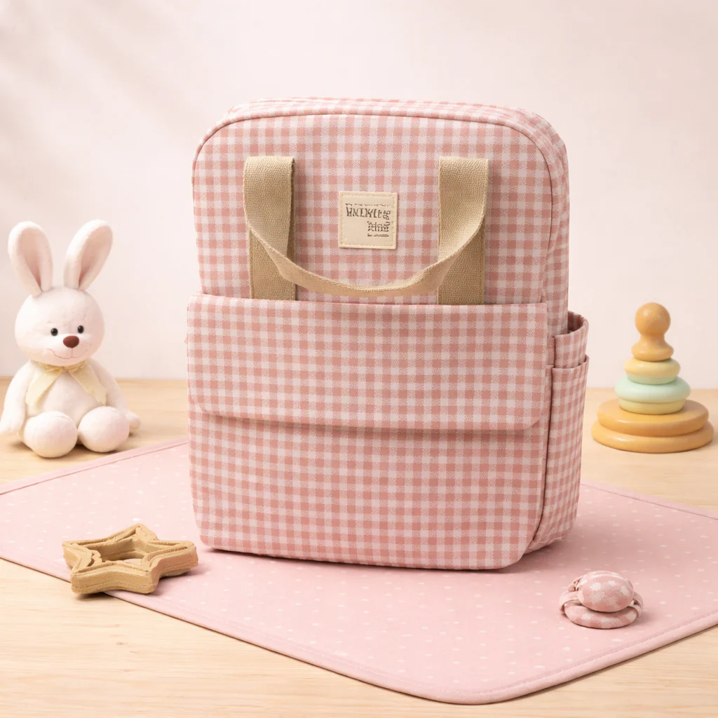 Baby Diaper Bag Check Brown - Momease