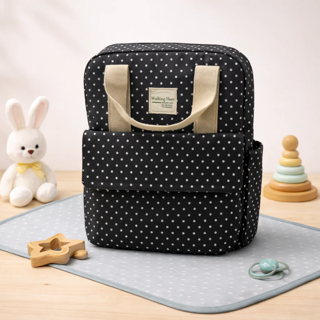 Baby Diaper Bag Dots Black - Momease