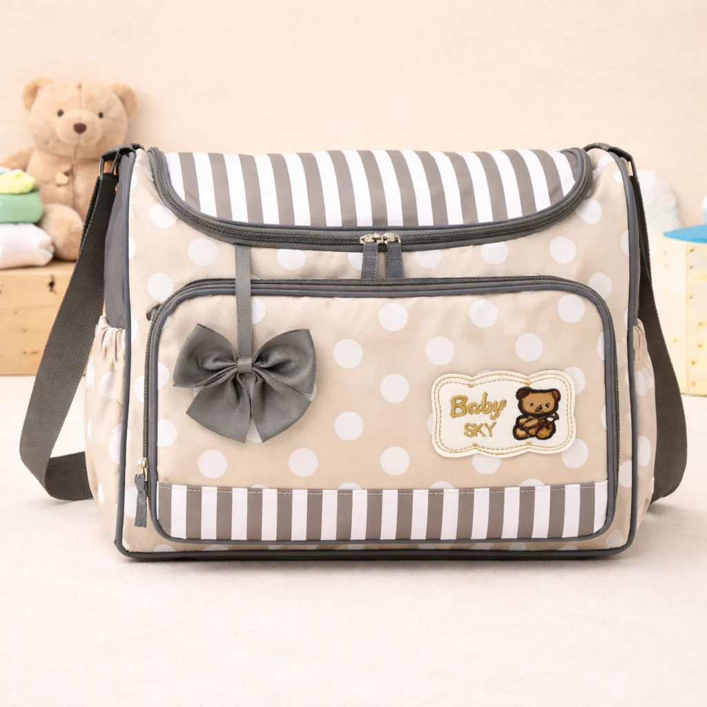 Baby Diaper Bag Polka Dots Brown (Small) - Sunshine