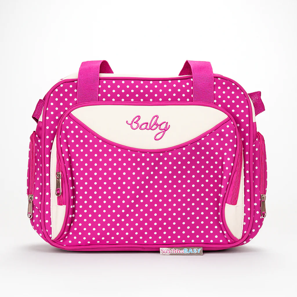 Baby Diaper Bag Polka Dots Pink (Small) - Sunshine
