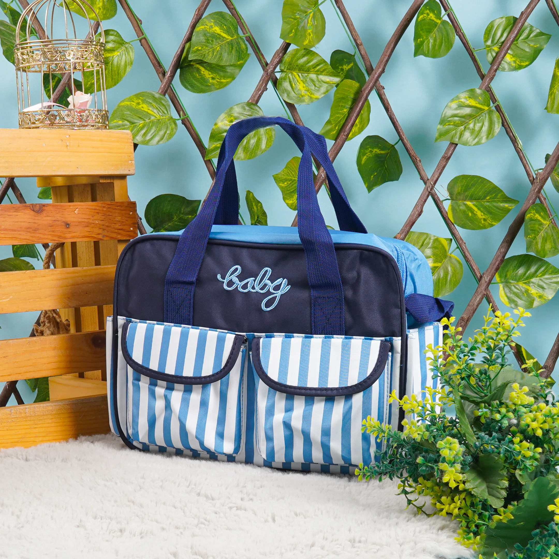 Baby Diaper Bag Stripes Blue - Sunshine
