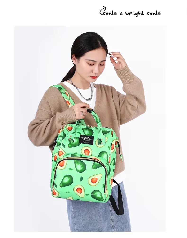 Baby Diaper Bag (Waterproof) Avocado Black - Momease - Image 7