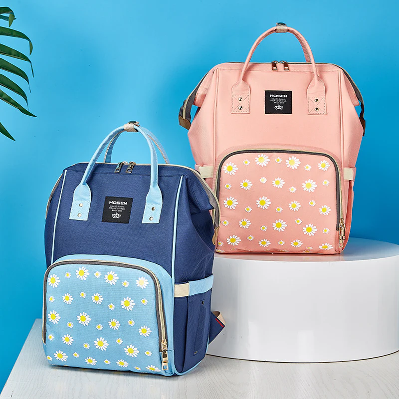 Baby Diaper Bag (Waterproof) Flower Navy Blue - Sunshine - Image 6