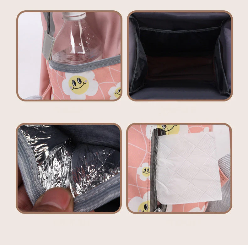 Baby Diaper Bag (Waterproof) Flower Sea Green - Sunshine - Image 12