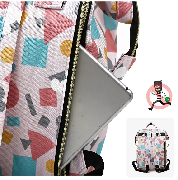 Baby Diaper Bag (Waterproof) Geometric Blue - Momease - Image 8