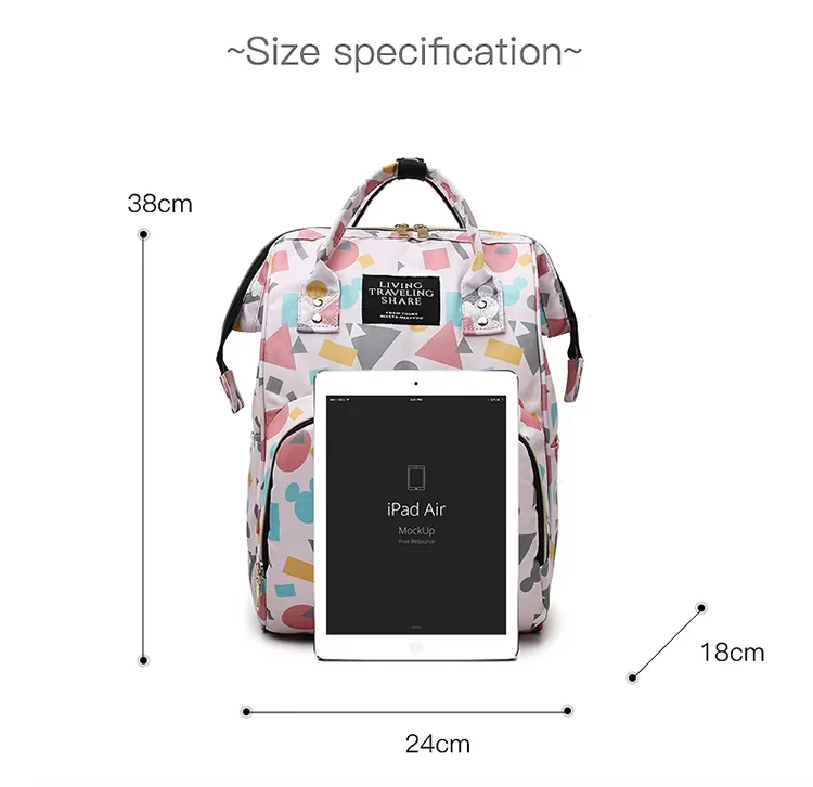 Baby Diaper Bag (Waterproof) Geometricpurple - Momease - Image 2