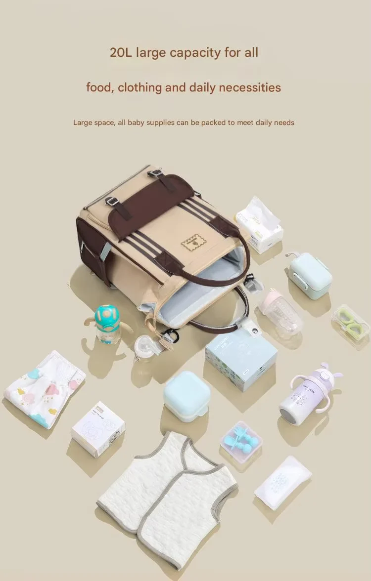 Baby Diaper Bag (Waterproof) Green & Brown - Sunshine - Image 2