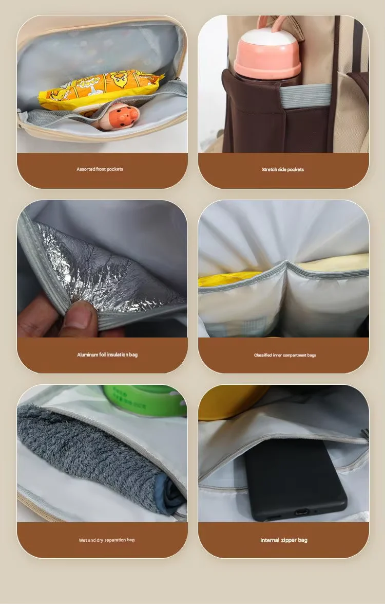 Baby Diaper Bag (Waterproof) Green & Brown - Sunshine - Image 6