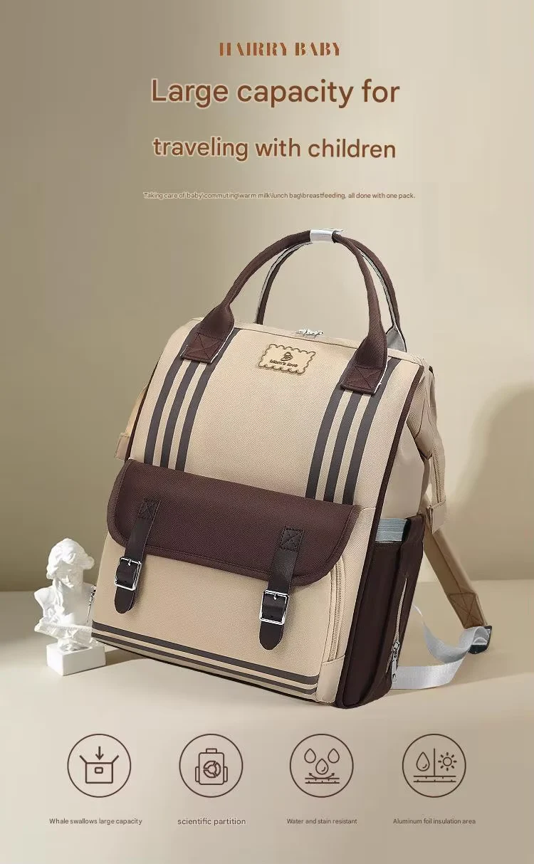 Baby Diaper Bag (Waterproof) Green & Brown - Sunshine - Image 8