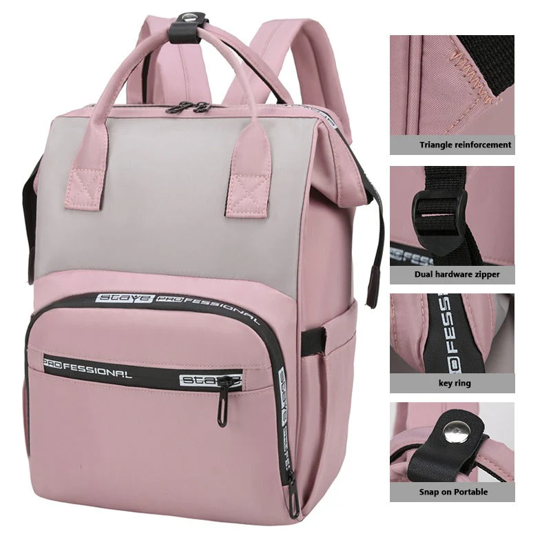 Baby Diaper Bag (Waterproof) Modern Peach & Grey - Sunshine - Image 6