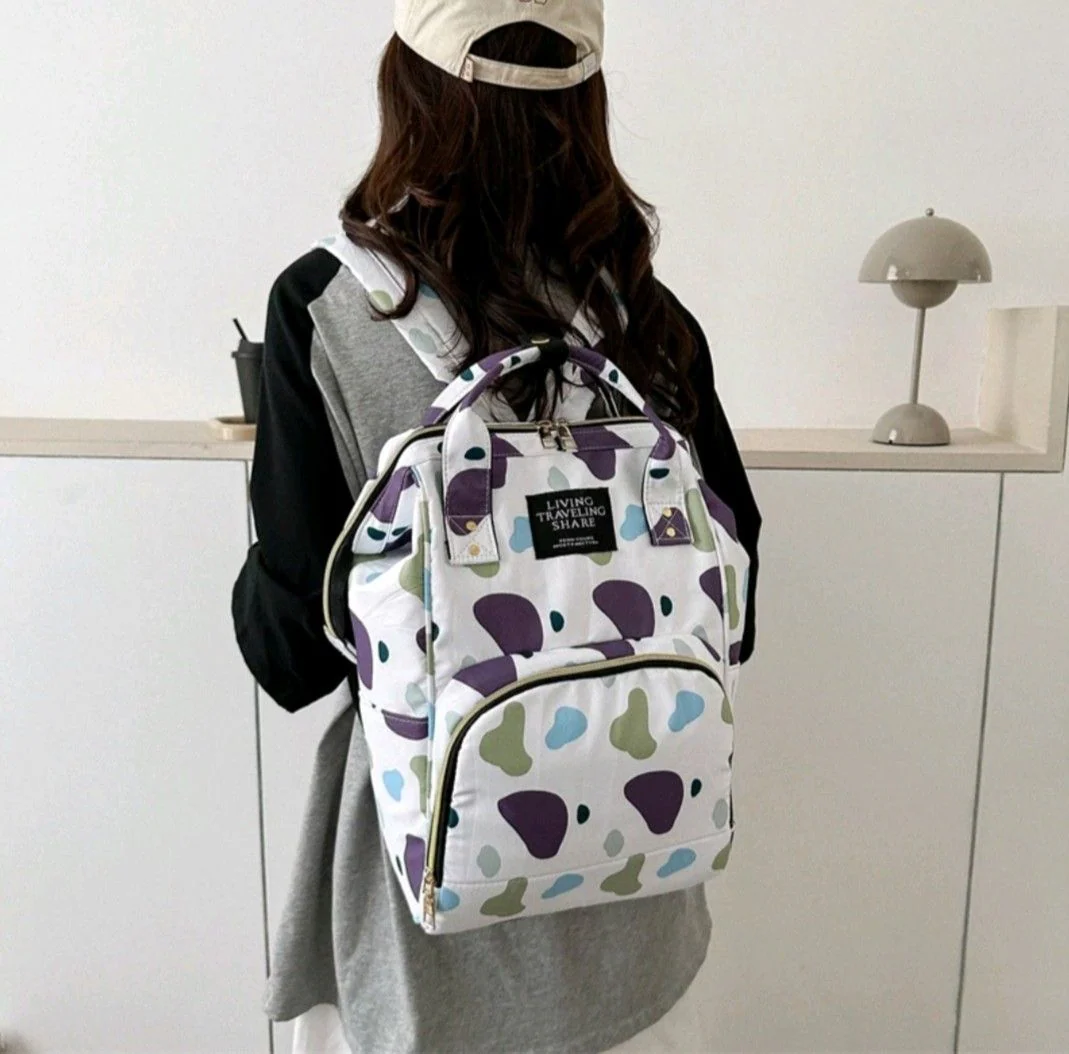 Baby Diaper Bag (Waterproof) Pattern Purple - Momease - Image 3