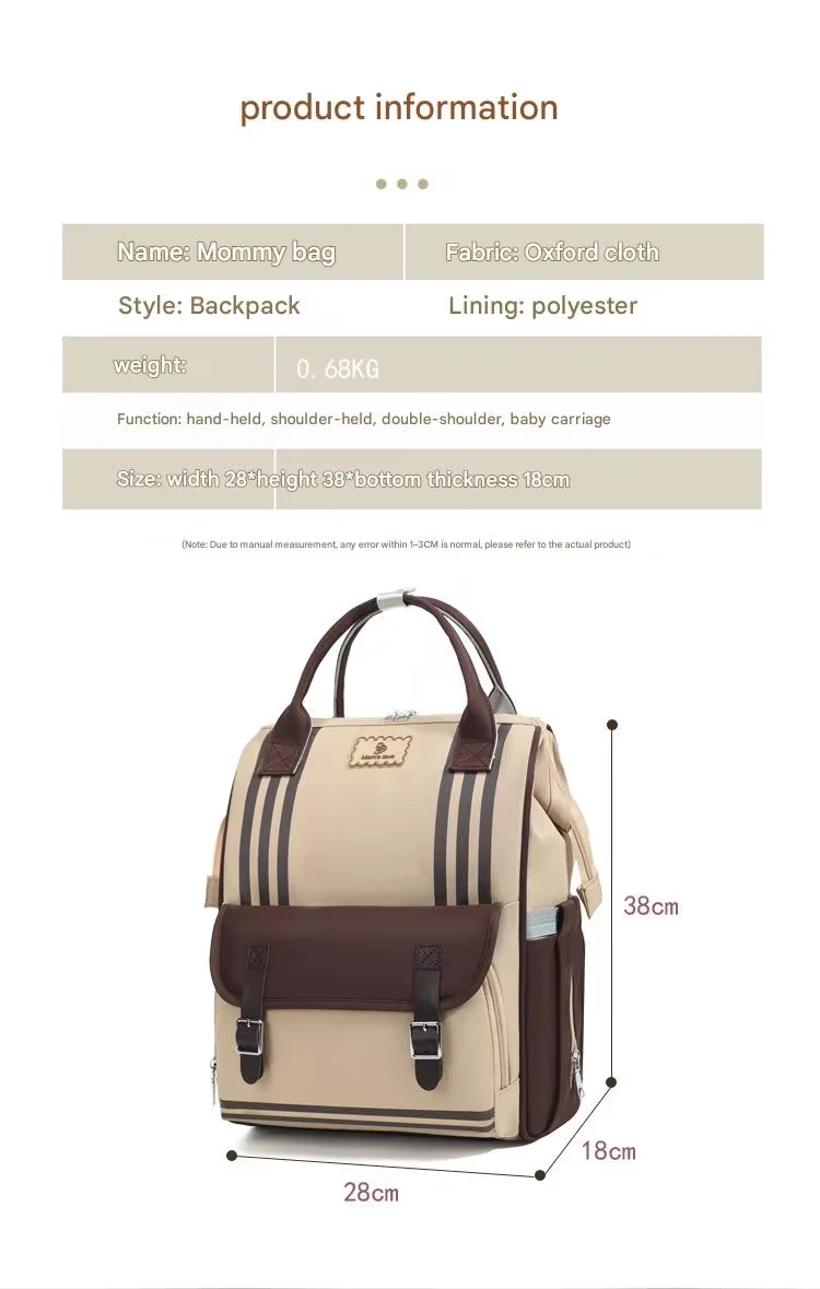 Baby Diaper Bag (Waterproof) Pink & Brown - Sunshine - Image 14