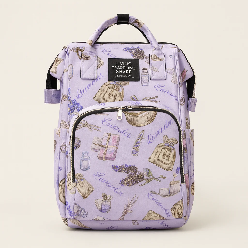 Baby Diaper Bag (Waterproof) Printed Purple - Sunshine