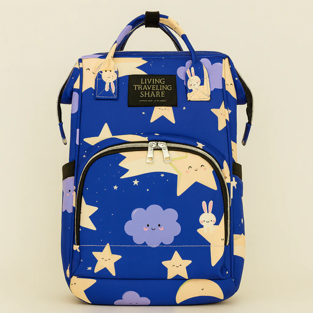 Baby Diaper Bag (Waterproof) Printed Royal Blue - Sunshine