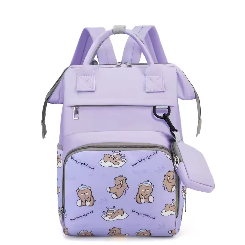 Baby Diaper Bag (Waterproof) Printed Teddy Bear Purple - Sunshine