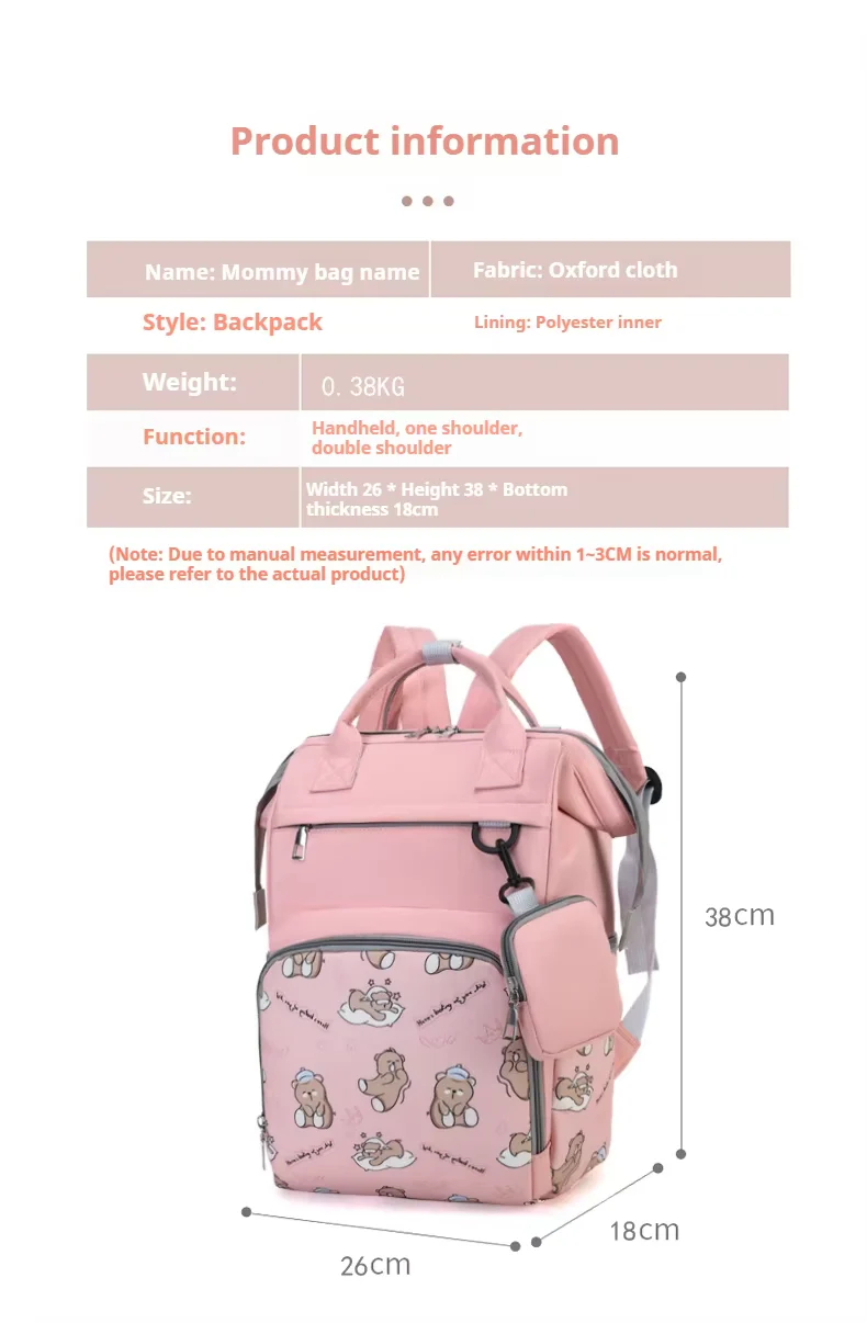 Baby Diaper Bag (Waterproof) Printed Teddy Bear Purple - Sunshine - Image 5