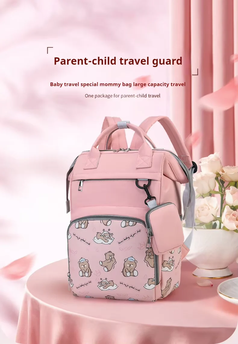 Baby Diaper Bag (Waterproof) Printed Teddy Bear Purple - Sunshine - Image 6