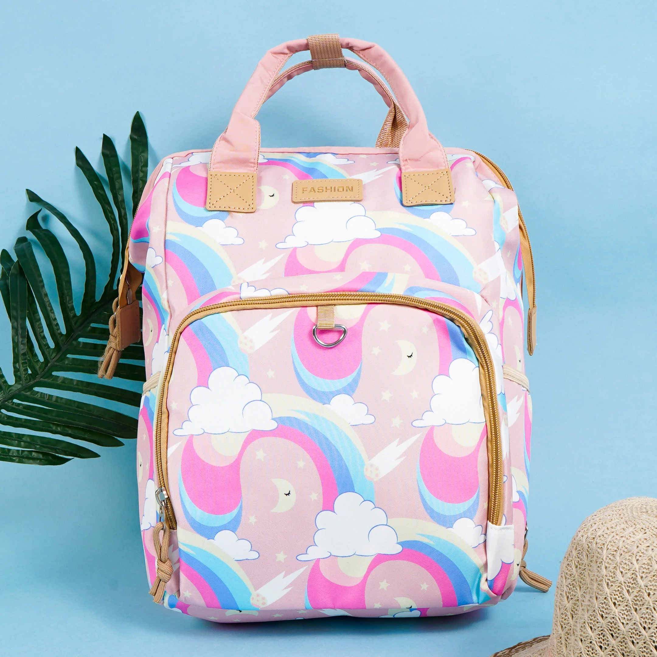 Baby Diaper Bag (Waterproof) Rainbow Peach - Sunshine