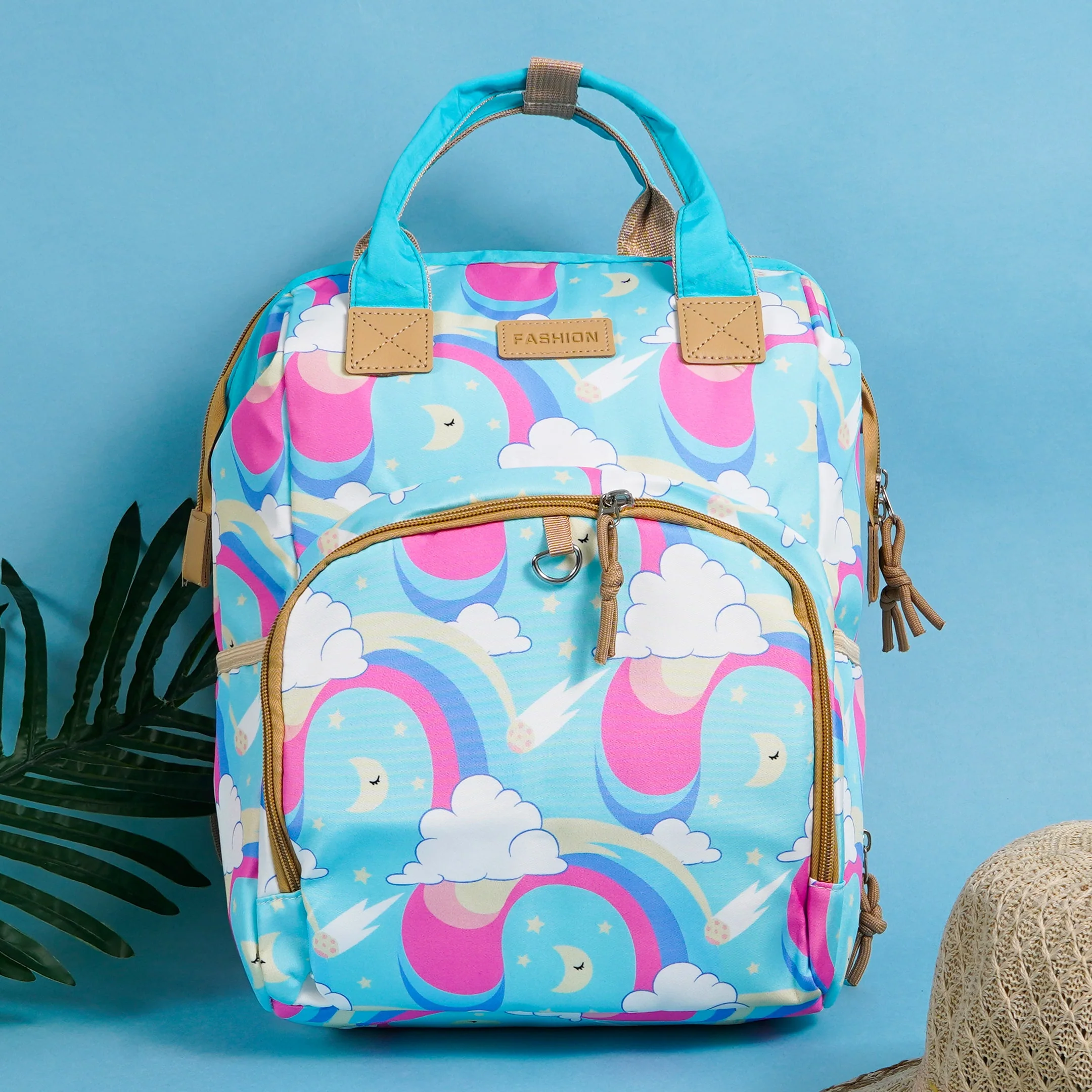 Baby Diaper Bag (Waterproof) Rainbow Sea Green - Sunshine