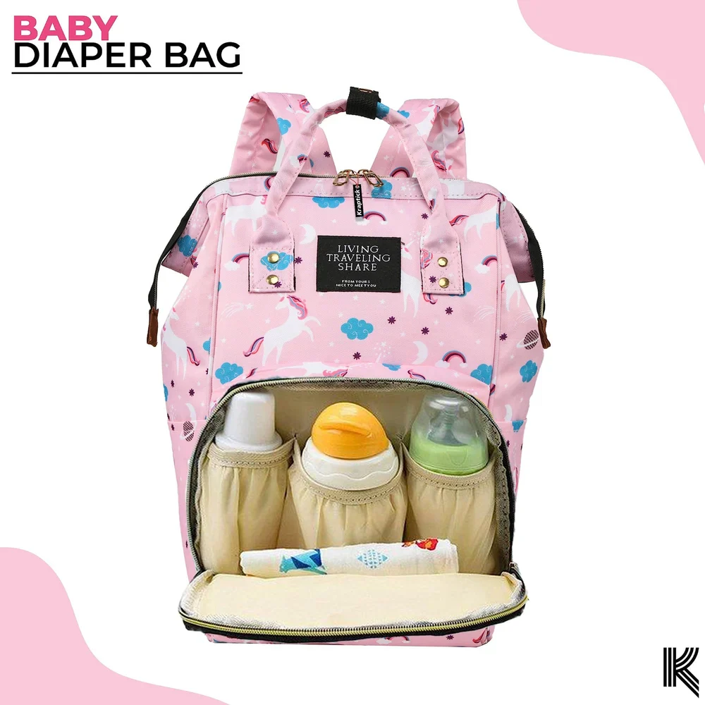 Baby Diaper Bag (Waterproof) Unicorn Pink - Momease - Image 2