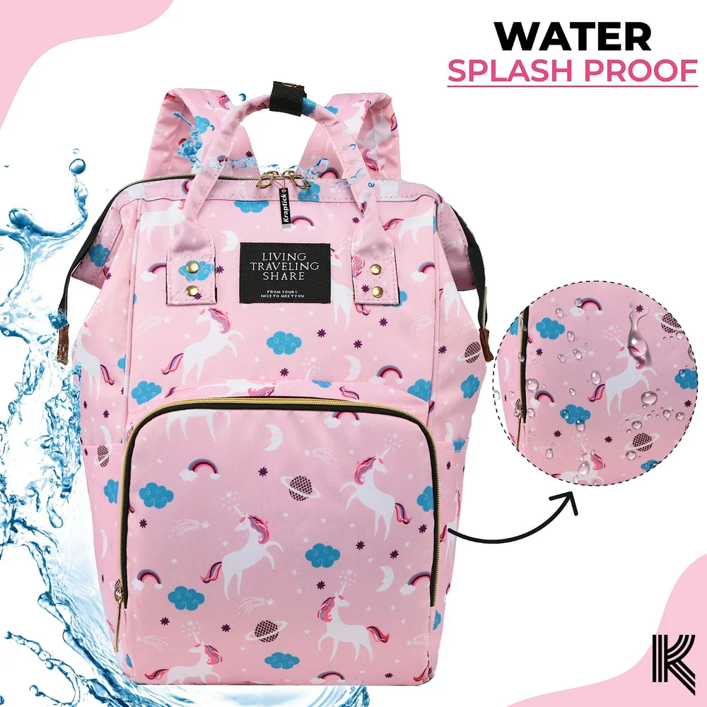 Baby Diaper Bag (Waterproof) Unicorn Pink - Momease - Image 5
