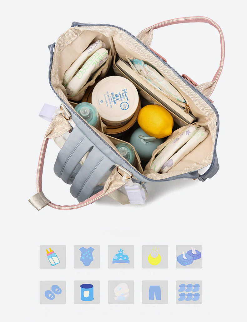 Baby Diaper Bag (Waterproof) White & Orange - Sunshine - Image 7