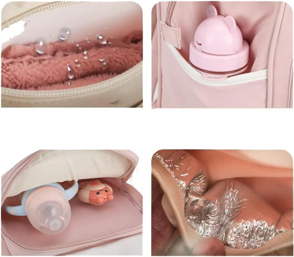 Baby Diaper Bag (Waterproof) White & Peach - Sunshine - Image 3