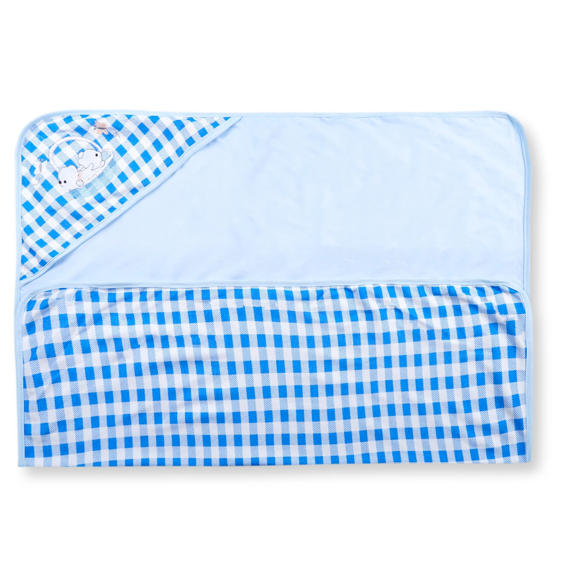 Baby Double Layered Hooded Wrapping Sheet Basket Bear Blue - Sunshine - Image 2