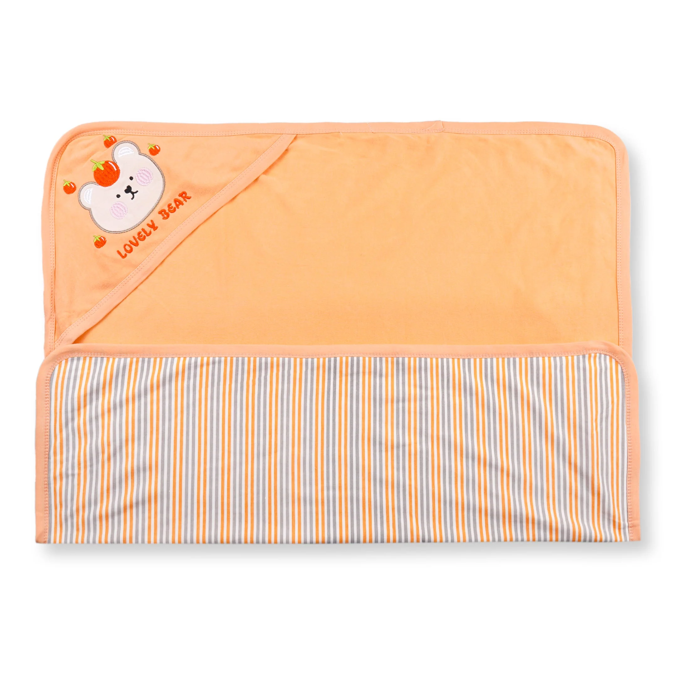 Baby Double Layered Hooded Wrapping Sheet Bear Orange - Sunshine - Image 2