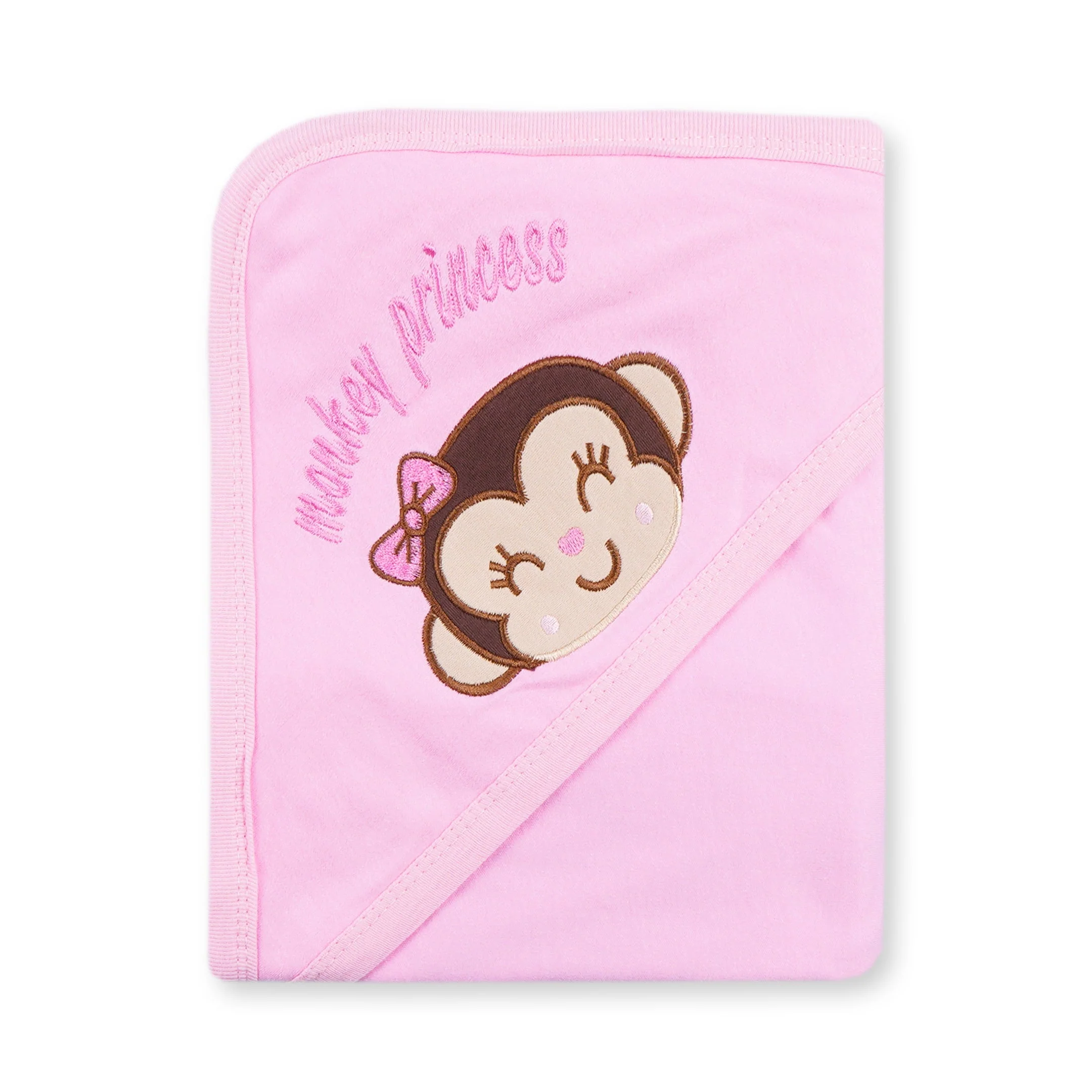 Baby Double Layered Hooded Wrapping Sheet Monkey Princess Pink - Sunshine