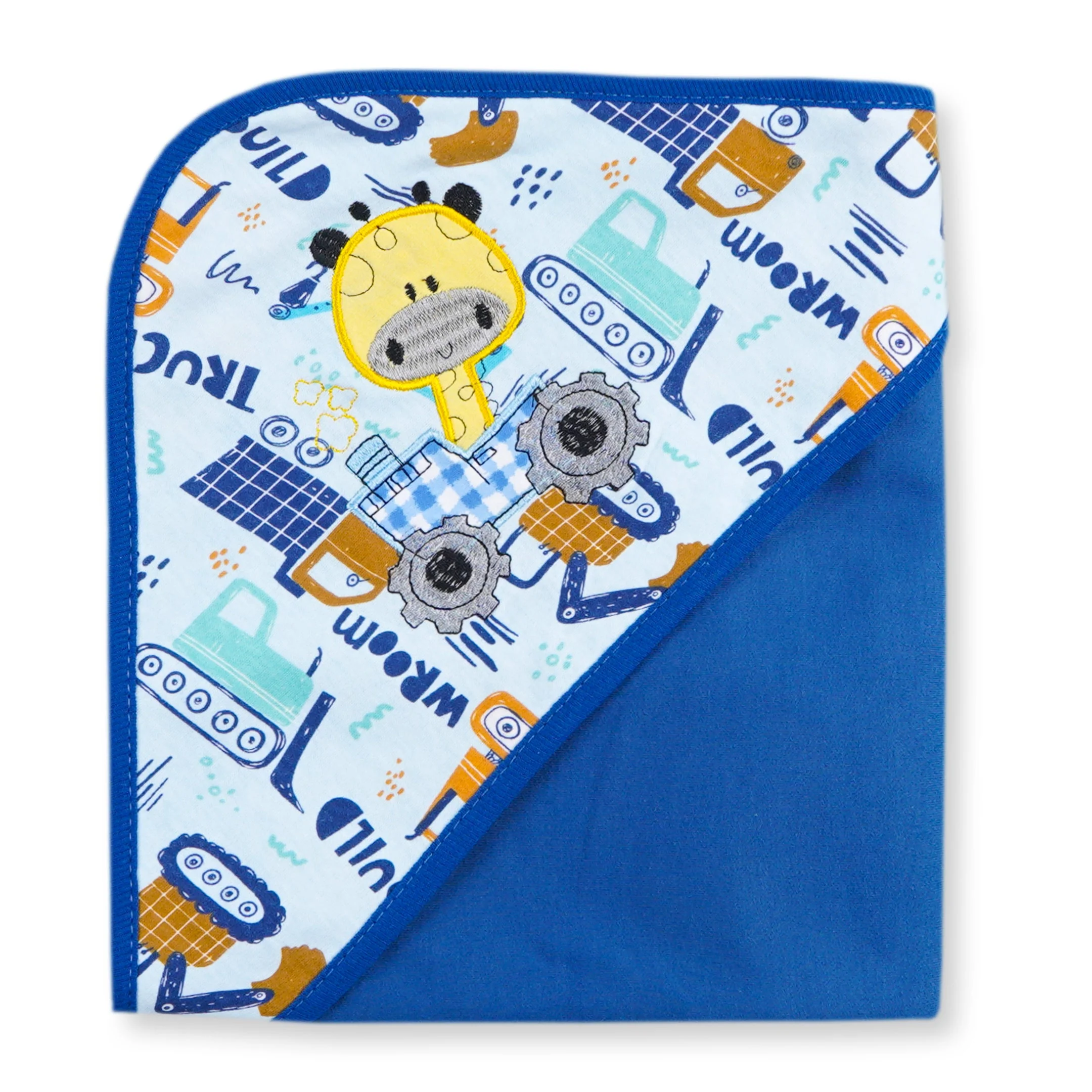 Baby Double Layered Hooded Wrapping Sheet Truck Navy Blue - Sunshine