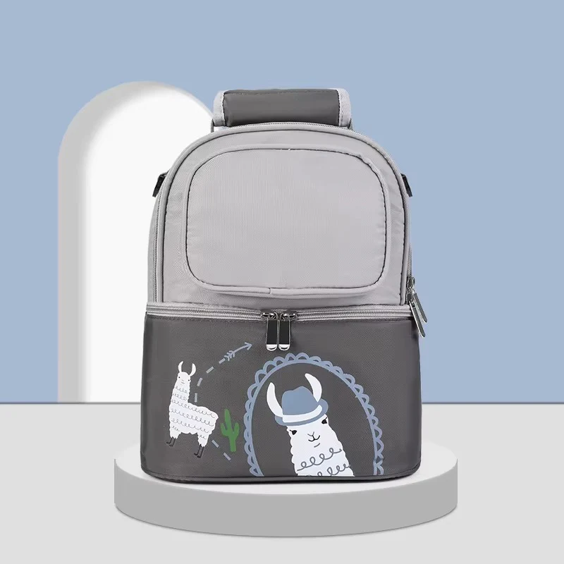 Baby Dual Portion (Waterproof) Diaper Bag Grey & Green - Sunshine