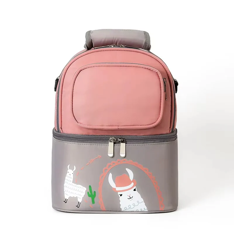 Baby Dual Portion (Waterproof) Diaper Bag Pink & Grey - Sunshine