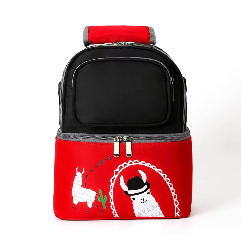 Baby Dual Portion (Waterproof) Diaper Bag Red & Black - Sunshine