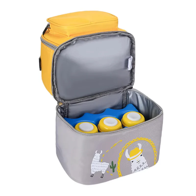 Baby Dual Portion (Waterproof) Diaper Bag Yellow & Grey - Sunshine - Image 7