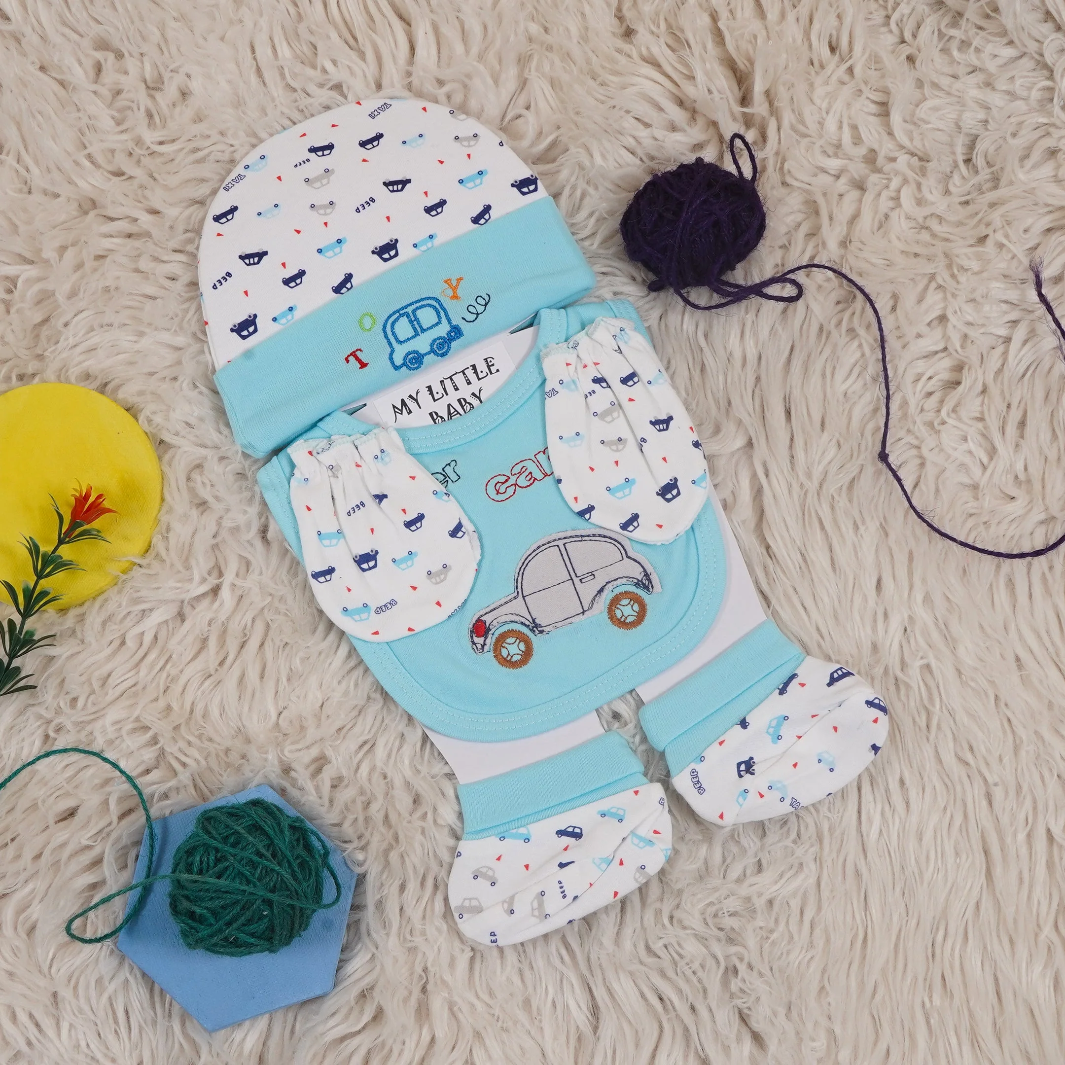 Baby 4Pcs Newborn Essentials Gift Set Car Blue - Sunshine