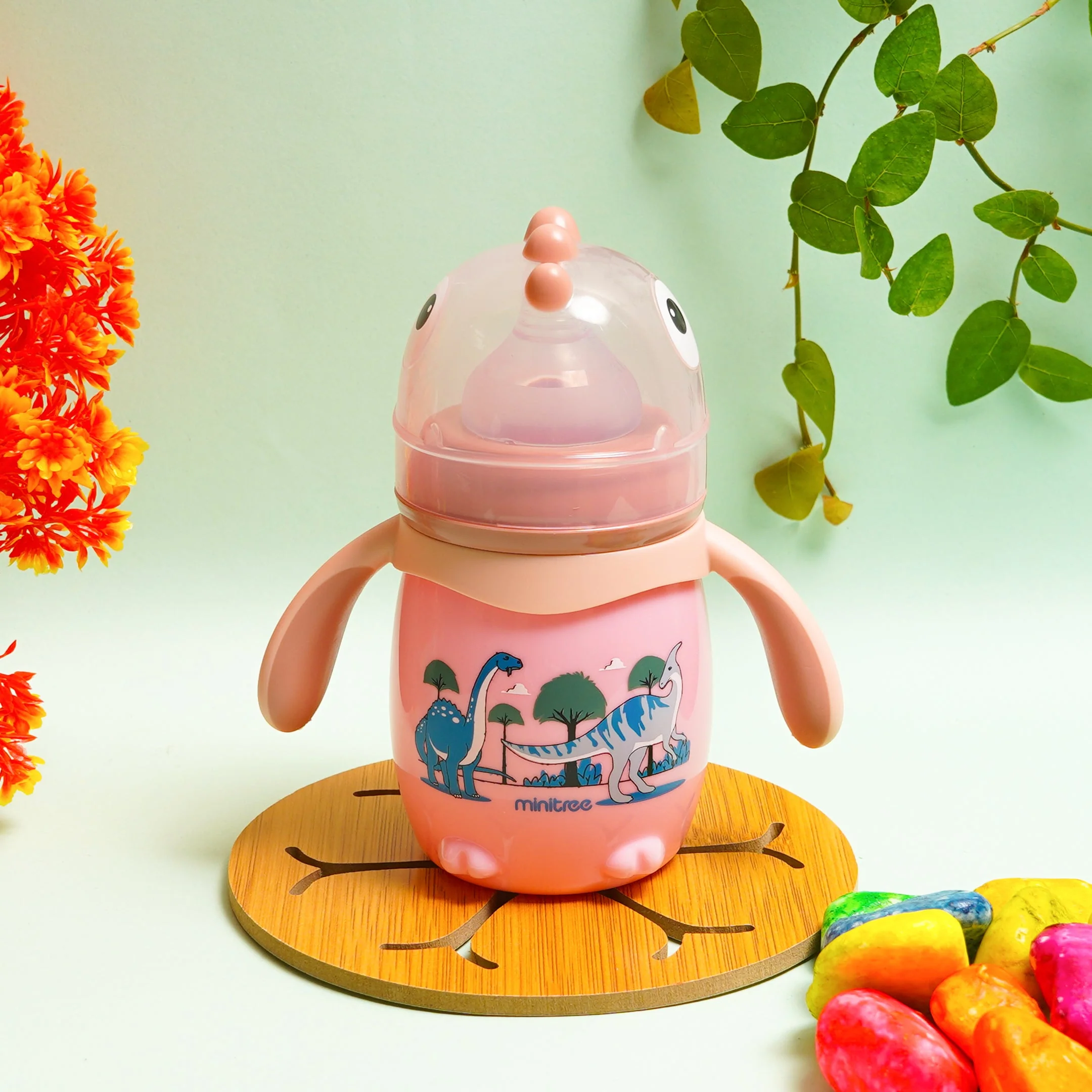 Baby Feeding Bottle Dinosaur Pink 210Ml Mt - Sunshine